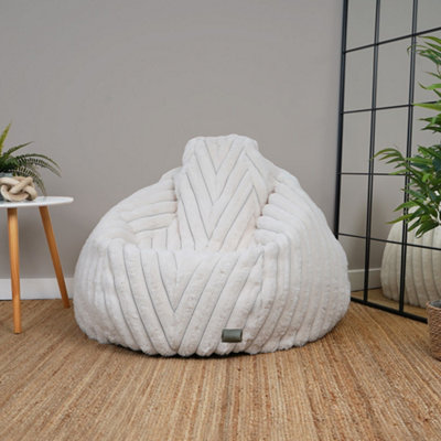 rucomfy Ribbed Faux Fur Adults Ivory Slouchbag - Soft, Stylish Bean Bag ...