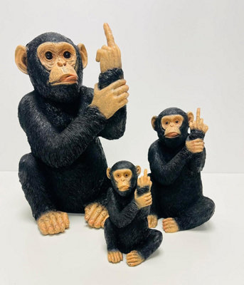 Rude Monkey Ornament Cheeky Up Yours Animal Statue Middle Finger Up ...