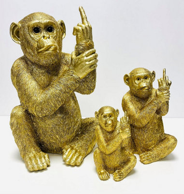 Rude Monkey Ornament Cheeky Up Yours Animal Statue Middle Finger Up ...