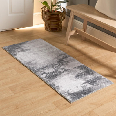 Rug Abstract Area Carpet Modern Rugs Geometric, Grey - 50 x 120cm