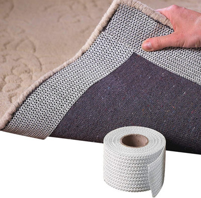 Rug and Mat Gripper Tape Roll - Anti Slip PVC Reusable Plastic Mesh for Use  on Any Floor - Measures 3m Long x 5cm Wide