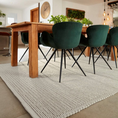 Rug Cable Natural Wool for Livingroom, Bedroom, Dining room, Hallway, lounge, Kitchen, - 120cm X 170cm (3.9 ft. X 5.5 ft.)