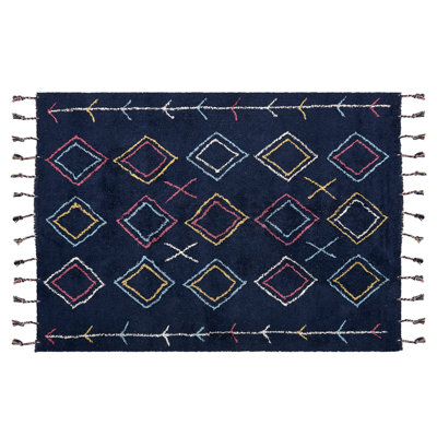 Rug CORUM Black 140 x 200 cm Cotton