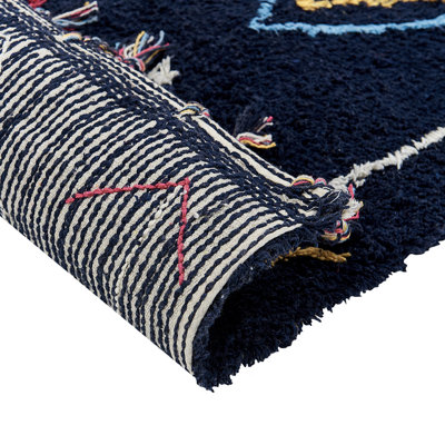 Rug CORUM Black 140 x 200 cm Cotton