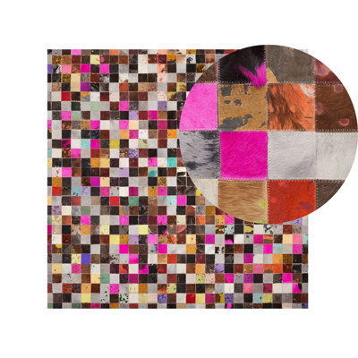 Rug ENNE 200 x 200 cm Leather Multicolour