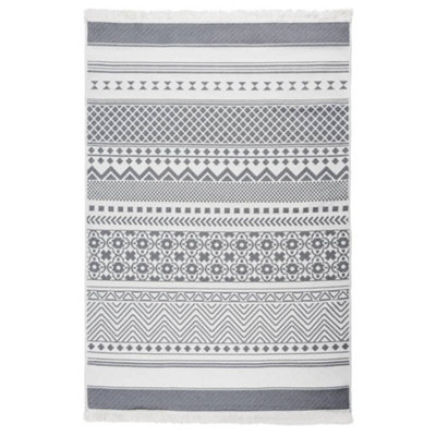 Rug Grey and White 160x230 cm Cotton