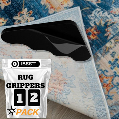 Rug Grippers for Laminate Floor Pack of 12 Non Slip Carpet Grips Cut to ...