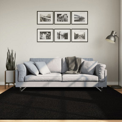 Rug HUARTE Short Pile Soft and Washable Black 200x200 cm