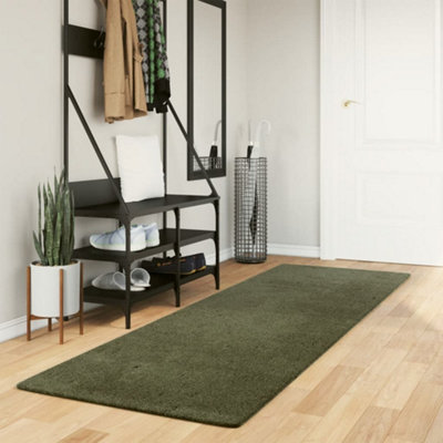 Rug HUARTE Short Pile Soft and Washable Forest Green 80x250 cm