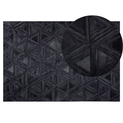 Buy Rug KASAR 140 x 200 cm Leather Black at B&Q