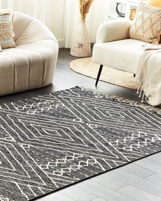Rug KHENIFRA Black 160 x 230 cm Cotton