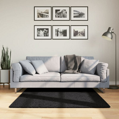 Rug OVIEDO Short Pile Black 120x120 cm