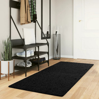 Rug OVIEDO Short Pile Black 80x200 cm | DIY at B&Q