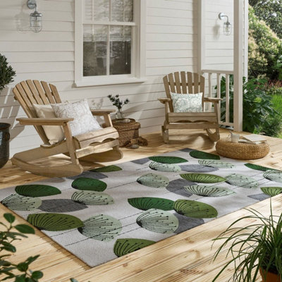 Rug Sanderson Dandelion Clocks 445807 Botanical Green Outdoor for Livingroom, Polypropylene - 140cm X 200cm  (4.5 ft. X 6.5 ft.)