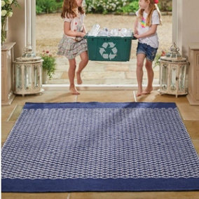 Rug Trellis Outdoor Navy Woven for Livingroom, Bedroom, Dining room,Recycled Material - 120cm X 170cm (3.9ft. X 5.5 ft.)
