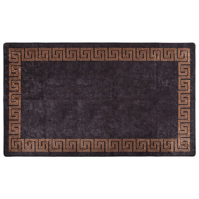 Rug Washable 190x300 cm Black and Gold Anti Slip