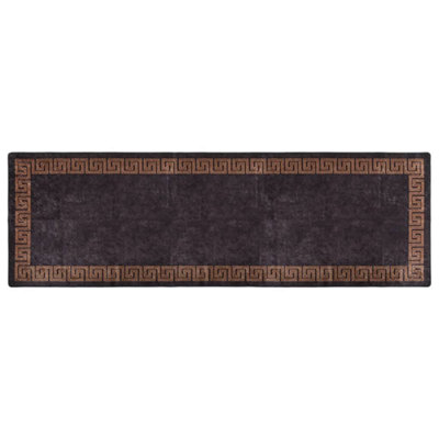 Rug Washable 80x300 cm Black and Gold Anti Slip