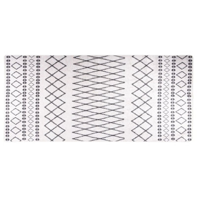 Rug Washable 80x300 cm Black and White Anti Slip