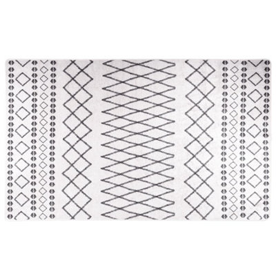 Rug Washable Black and White 120x170 cm Anti Slip