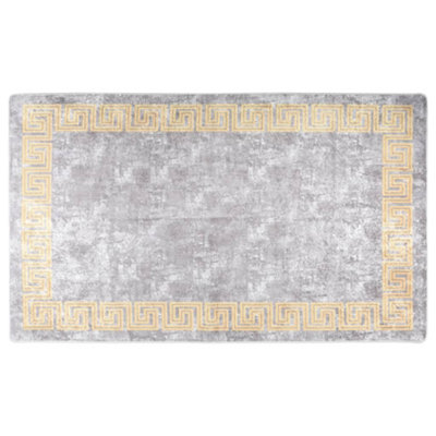 Rug Washable Grey and Gold 150x230 cm Anti Slip