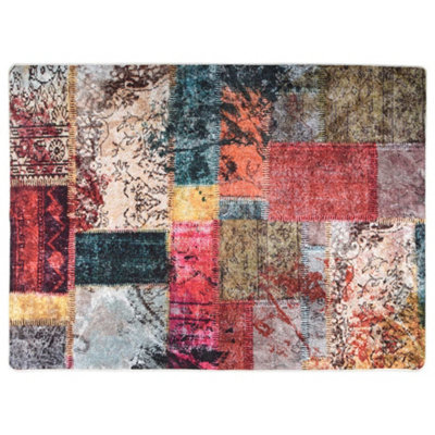 Rug Washable Patchwork 120x180 cm Multicolour Anti Slip | DIY at B&Q