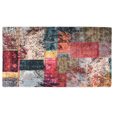 Rug Washable Patchwork 190x300 cm Multicolour Anti Slip