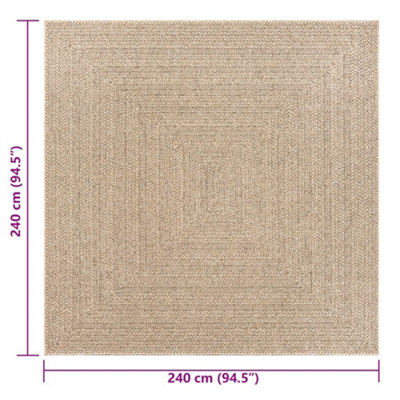 Rug ZIZUR 240x240 cm Jute Look Indoor and Outdoor - 8