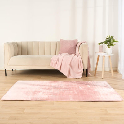 Rugs for Living Room Soft Plush Mat Large Carpet, Blush - 80 x 150cm