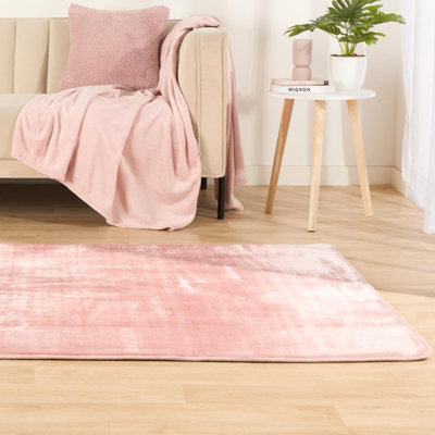 Rugs for Living Room Soft Plush Mat Large Carpet, Blush - 80 x 150cm