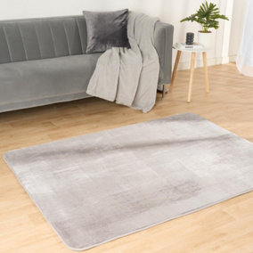 Rugs for Living Room Soft Plush Mat Large Carpet, Silver - 120 x 170cm