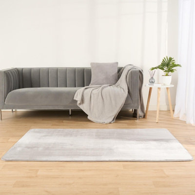 Rugs for Living Room Soft Plush Mat Large Carpet, Silver - 160 x 230cm