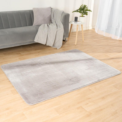 Rugs for Living Room Soft Plush Mat Large Carpet, Silver - 160 x 230cm