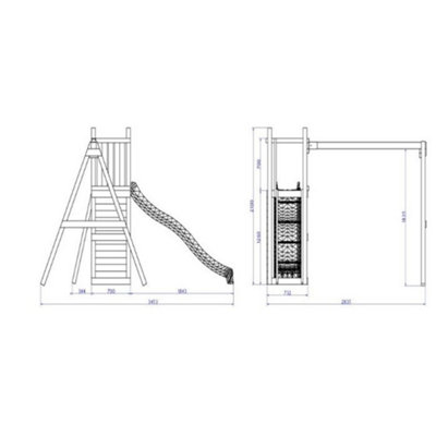 Rumble Ridge Wooden Climbing Frame Rock Wall with Double Swing & Slide - 3