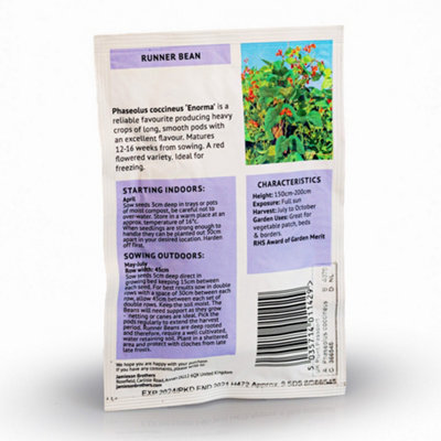Runner Bean Enorma Vegetable Seeds (Approx. 9 seeds) by Jamieson Brothers