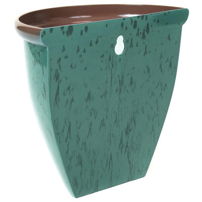 RUNNING GLAZE DESIGN WALL PLANTER - WEATHER RESISTANT LIGHTWEIGHT RECYCLED PLASTIC  GARDEN PLANT POT WITH DRAINAGE HOLE -