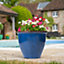 Running Glaze Planter - Weather Resistant Lightweight Colourful Recycled Plastic Garden Flower Plant Pot - Blue, H43 x 48cm Dia