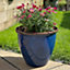 Running Glaze Planter - Weather Resistant Lightweight Colourful Recycled Plastic Garden Flower Plant Pot - Blue, H43 x 48cm Dia