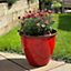 Running Glaze Planter - Weather Resistant Lightweight Colourful Recycled Plastic Garden Flower Plant Pot - Red, H28 x 31cm Dia