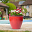Running Glaze Planter - Weather Resistant Lightweight Colourful Recycled Plastic Garden Flower Plant Pot - Red, H32 x 38cm Dia