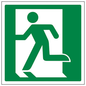 Running Man LEFT Logo Fire Exit Sign - Rigid Plastic - 200x200mm (x3)