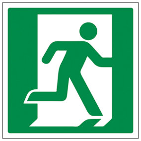 Running Man RIGHT Fire Exit Logo Sign - Rigid Plastic - 100x100mm (x3)