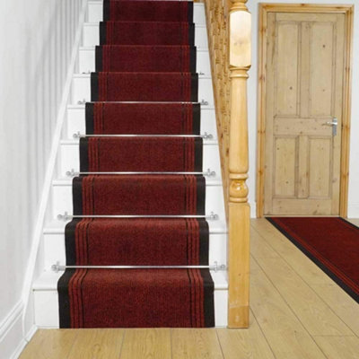 runrug Carpet Runner - Long Hallway Runner - 13.8m x 60cm - Scroll, Red