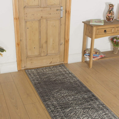 runrug Carpet Runner - Long Hallway Runner - 150cm x 60cm - Afrikans, Grey