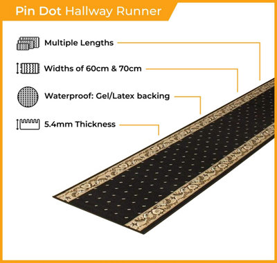 runrug Carpet Runner - Long Hallway Runner - 150cm x 70cm - Pin, Black