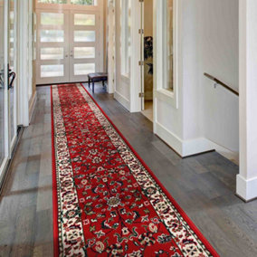 runrug Carpet Runner - Long Hallway Runner - 150cm x 80cm - Persian, Red