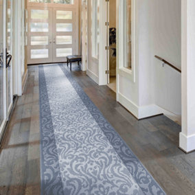 runrug Carpet Runner - Long Hallway Runner - 180cm x 60cm - Baroque, Light Grey