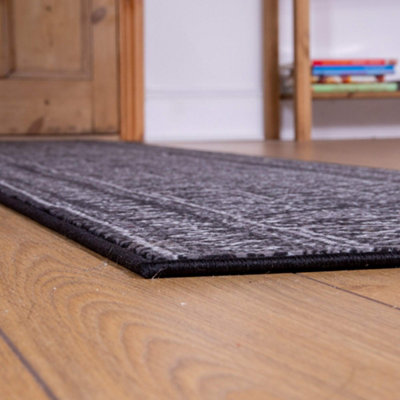 runrug Carpet Runner - Long Hallway Runner - 180cm x 70cm - Afrikans, Black