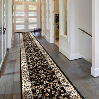 runrug Carpet Runner - Long Hallway Runner - 180cm x 70cm - Persian, Black