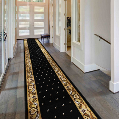 runrug Carpet Runner - Long Hallway Runner - 180cm x 70cm - Pin, Black