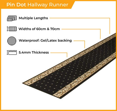 runrug Carpet Runner - Long Hallway Runner - 180cm x 70cm - Pin, Red